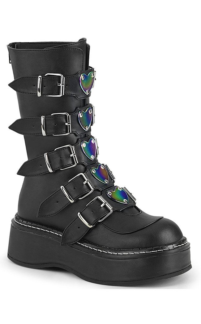 EMILY-330 Black Vegan Leather Boots-Demonia-Tragic Beautiful