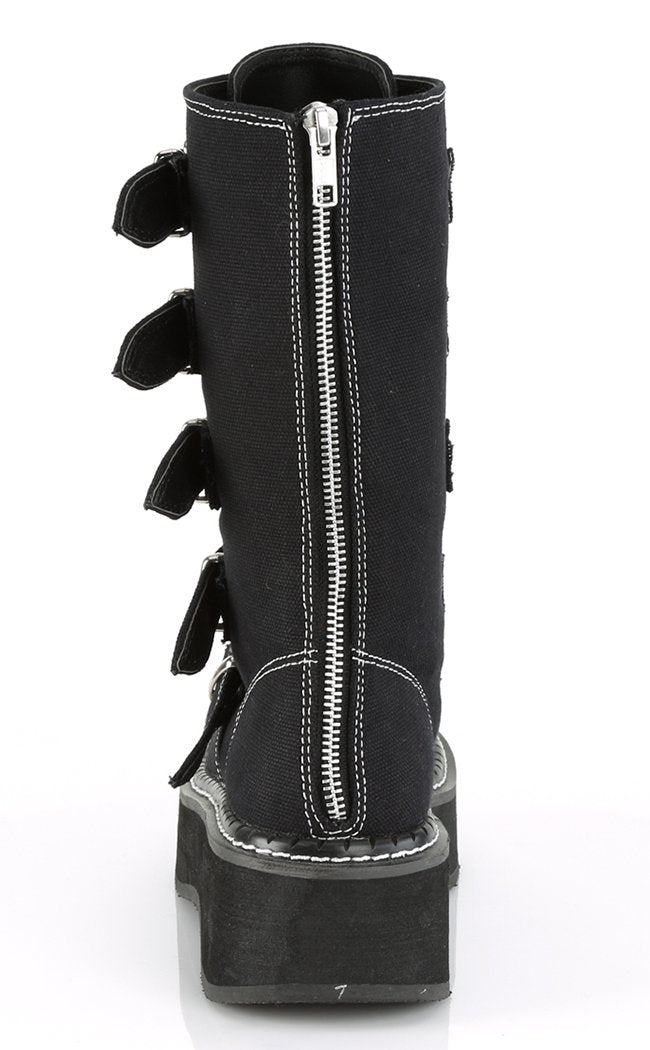 EMILY-341 Black Canvas Boots-Demonia-Tragic Beautiful