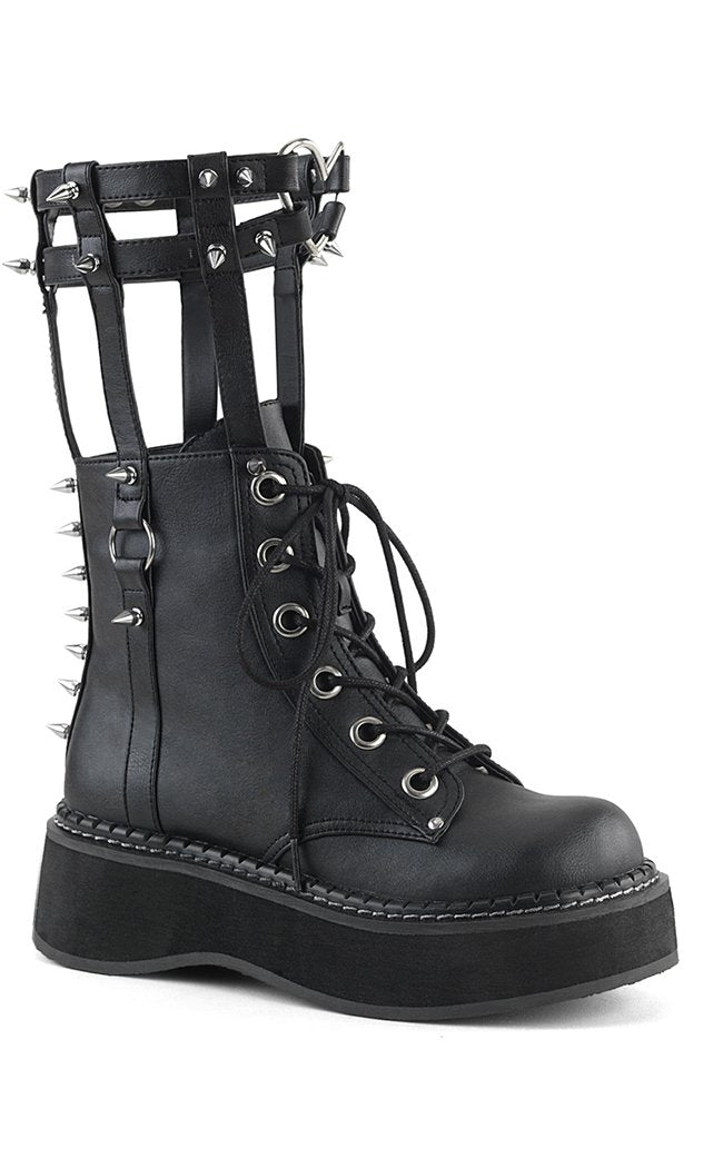 EMILY-357 Black Vegan Leather Boots-Demonia-Tragic Beautiful