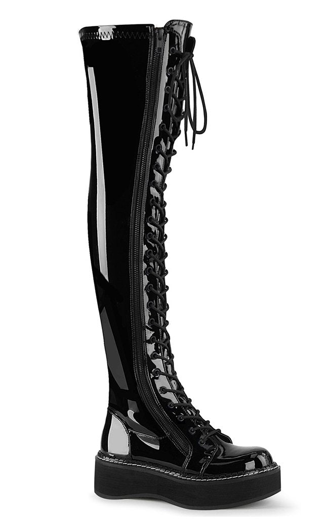 EMILY-375 Black Patent Boots (AU Stock)-Demonia-Tragic Beautiful