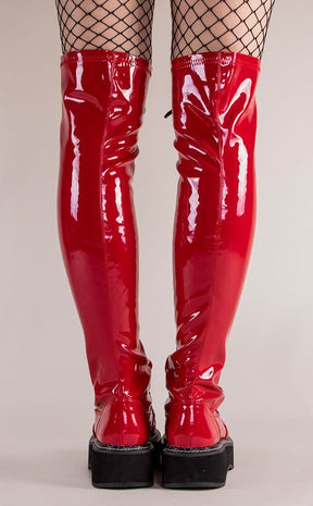 EMILY-375 Red Patent Boots-Demonia-Tragic Beautiful