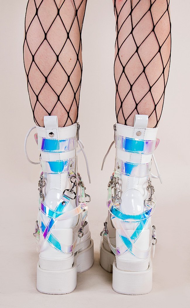 ETERNAL-115 White Vegan Ankle Boots-Demonia-Tragic Beautiful