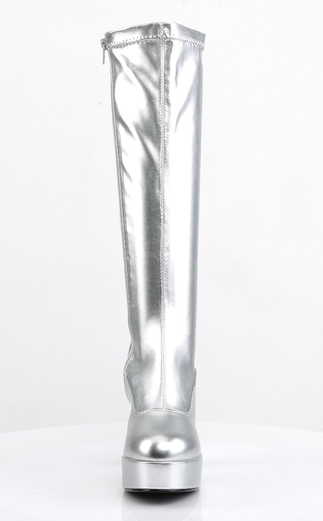 EXOTICA-2000 Silver Patent Gogo Boots-Funtasma-Tragic Beautiful