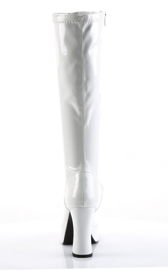 EXOTICA-2000 White Stretch Patent Boots-Funtasma-Tragic Beautiful