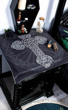 Elemental Gothic Cross Altar Cloth | Witchcraft Supplies Australia