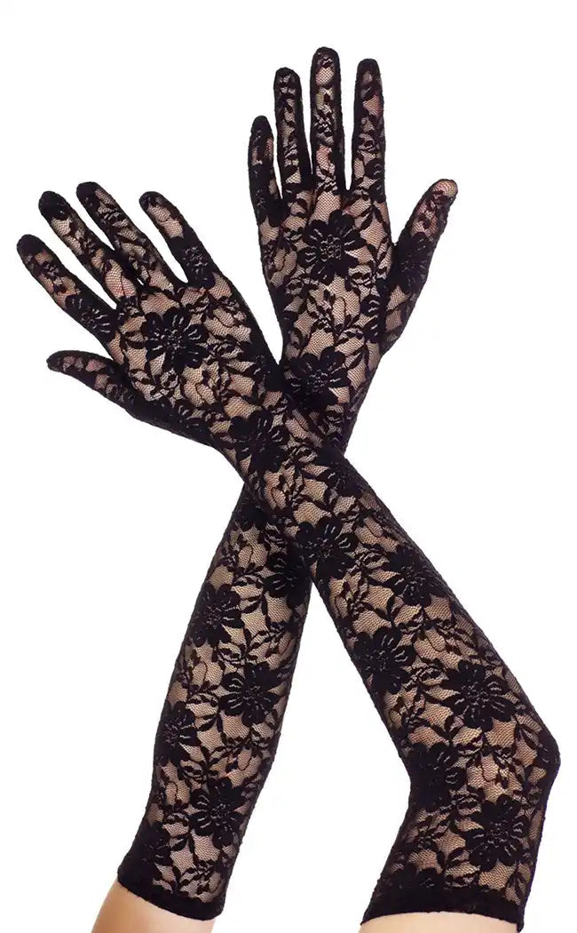 Embrace the Dark Long Lace Opera Gloves Goth Accessories & Lingerie