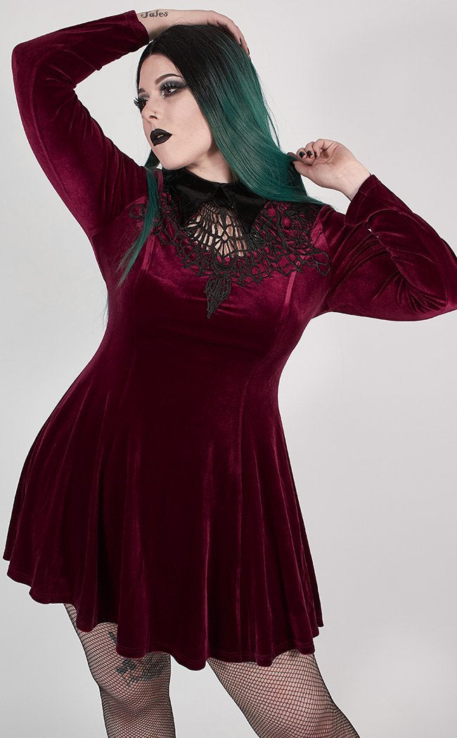 Ensnared Velvet Dress | Red | Plus Size-Punk Rave-Tragic Beautiful