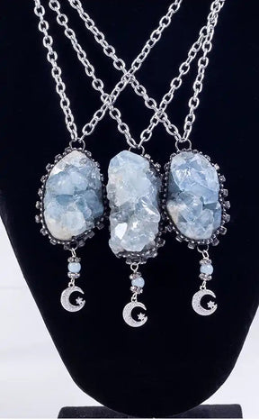 Blue Calcite Healing Stone Necklace