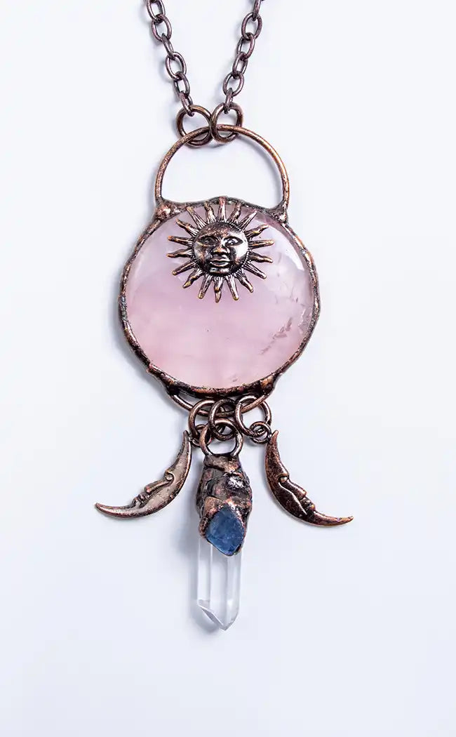 Equilibrium Rose Quartz Crystal Necklace-Gaia Regalia-Tragic Beautiful