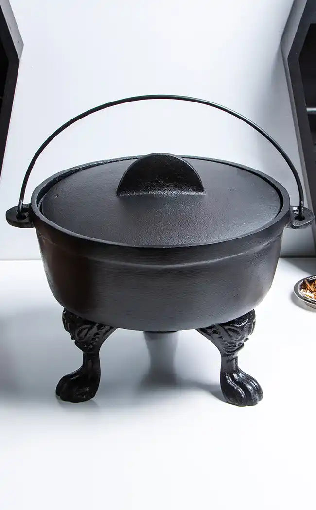 Extra Large Black Metal Cauldron with Lid-Cauldrons-Tragic Beautiful