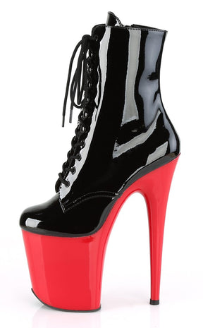 FLAMINGO-1020 Black & Red Patent Ankle Boots-Pleaser-Tragic Beautiful