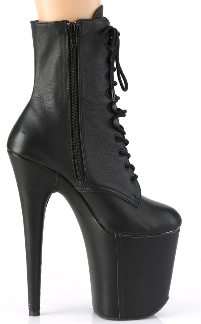 FLAMINGO-1020LWR Black Leather Ankle Boots-Pleaser-Tragic Beautiful