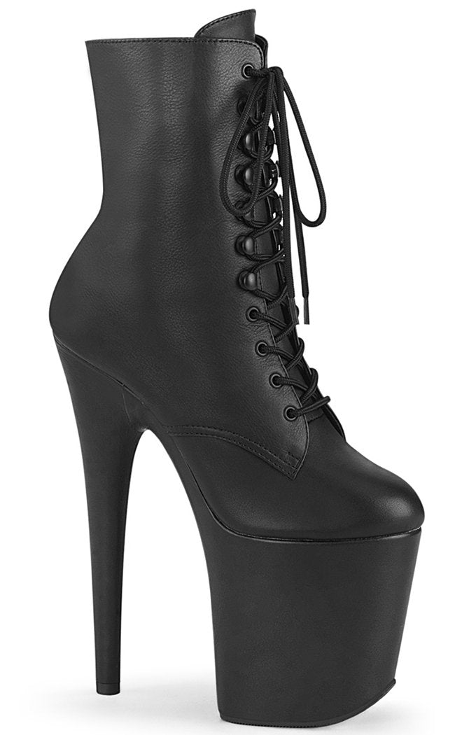 FLAMINGO-1020LWR Black Leather Ankle Boots-Pleaser-Tragic Beautiful