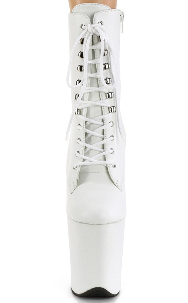 FLAMINGO-1020LWR White Leather Ankle Boots-Pleaser-Tragic Beautiful