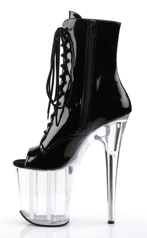 FLAMINGO-1021 Black Patent & Clear Ankle Boots-Pleaser-Tragic Beautiful