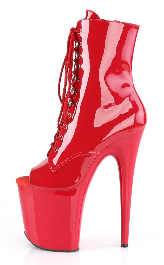 FLAMINGO-1021 Red Patent Ankle Boots-Pleaser-Tragic Beautiful