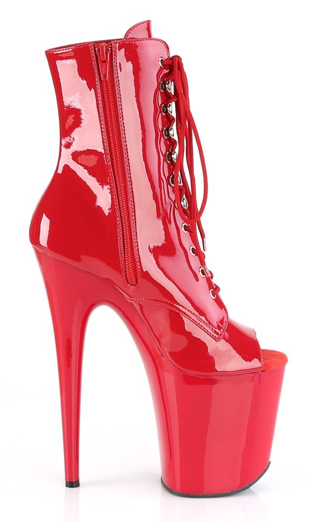 FLAMINGO-1021 Red Patent Ankle Boots-Pleaser-Tragic Beautiful