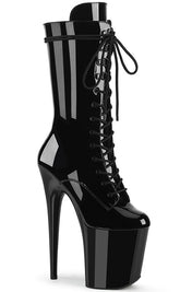 FLAMINGO-1050 Black Patent Mid Calf Boots-Pleaser-Tragic Beautiful