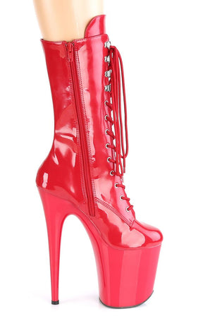 FLAMINGO-1050 Red Patent Mid Calf Boots-Pleaser-Tragic Beautiful