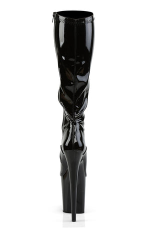 FLAMINGO-2000 Black Patent Knee High Boots-Pleaser-Tragic Beautiful