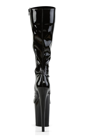 FLAMINGO-2023 Black Patent Knee High Boots-Pleaser-Tragic Beautiful