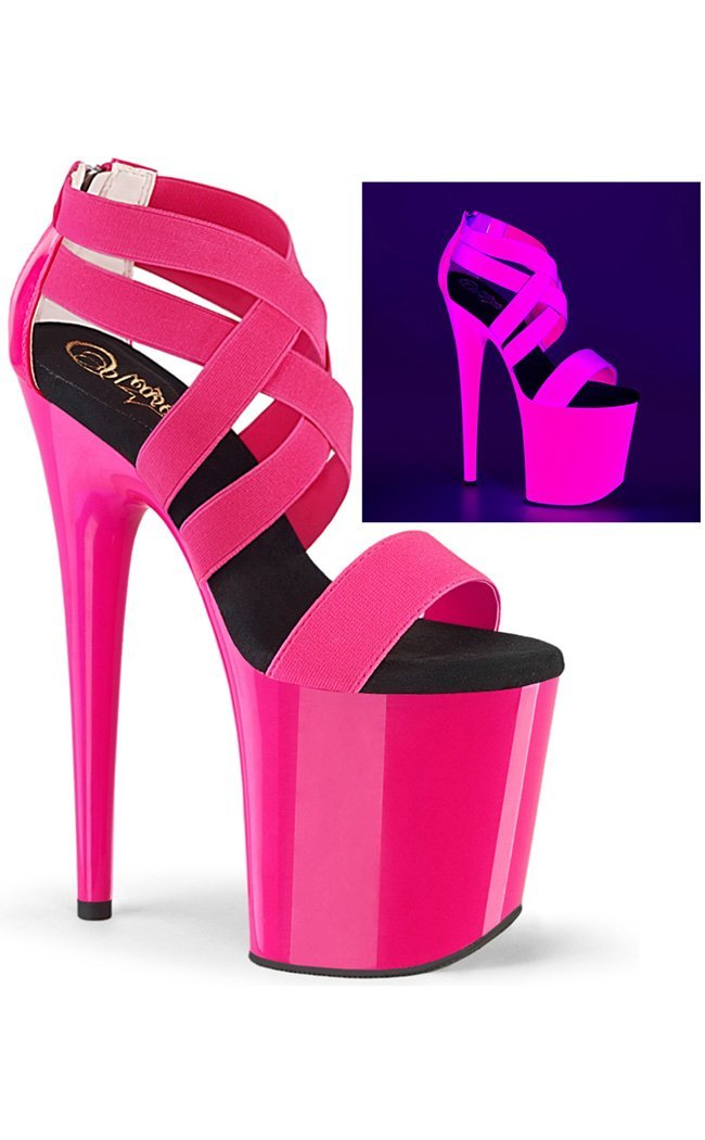 FLAMINGO-869 Neon UV Pink Heels-Pleaser-Tragic Beautiful