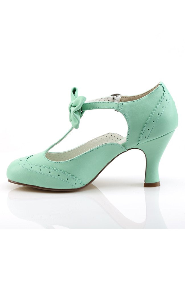 FLAPPER-11 Mint Faux Leather Heels-Pin Up Couture-Tragic Beautiful
