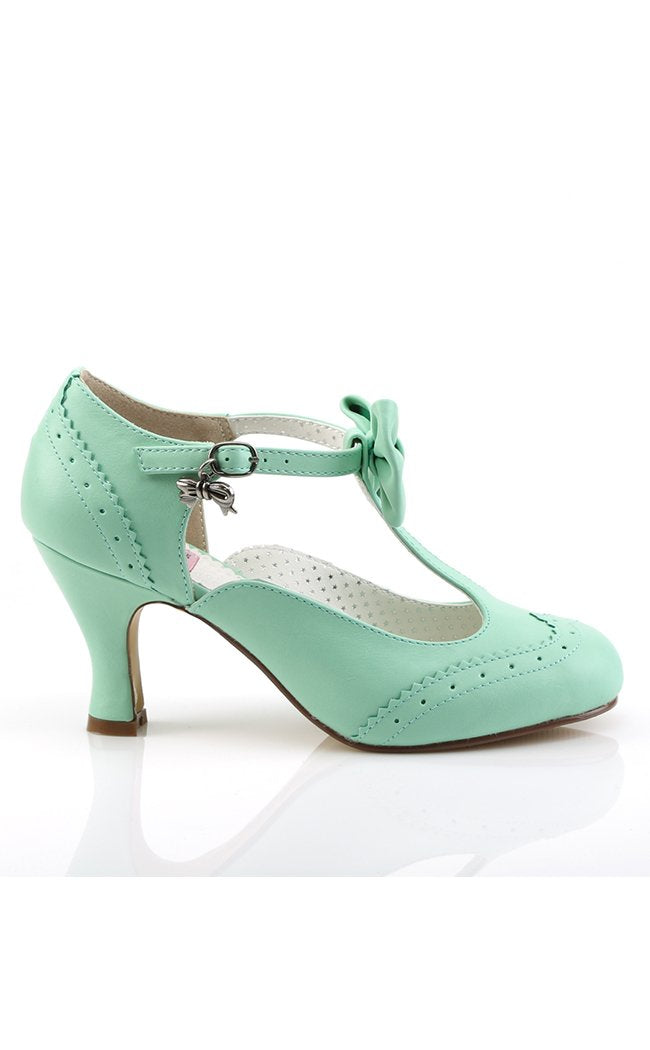 FLAPPER-11 Mint Faux Leather Heels-Pin Up Couture-Tragic Beautiful