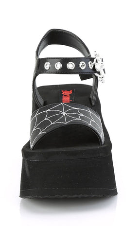 FUNN-10 Black Vegan Spiderweb Sandals-Demonia-Tragic Beautiful