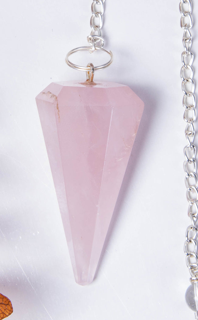 Faceted Pendulum | Rose Quartz-Crystals-Tragic Beautiful