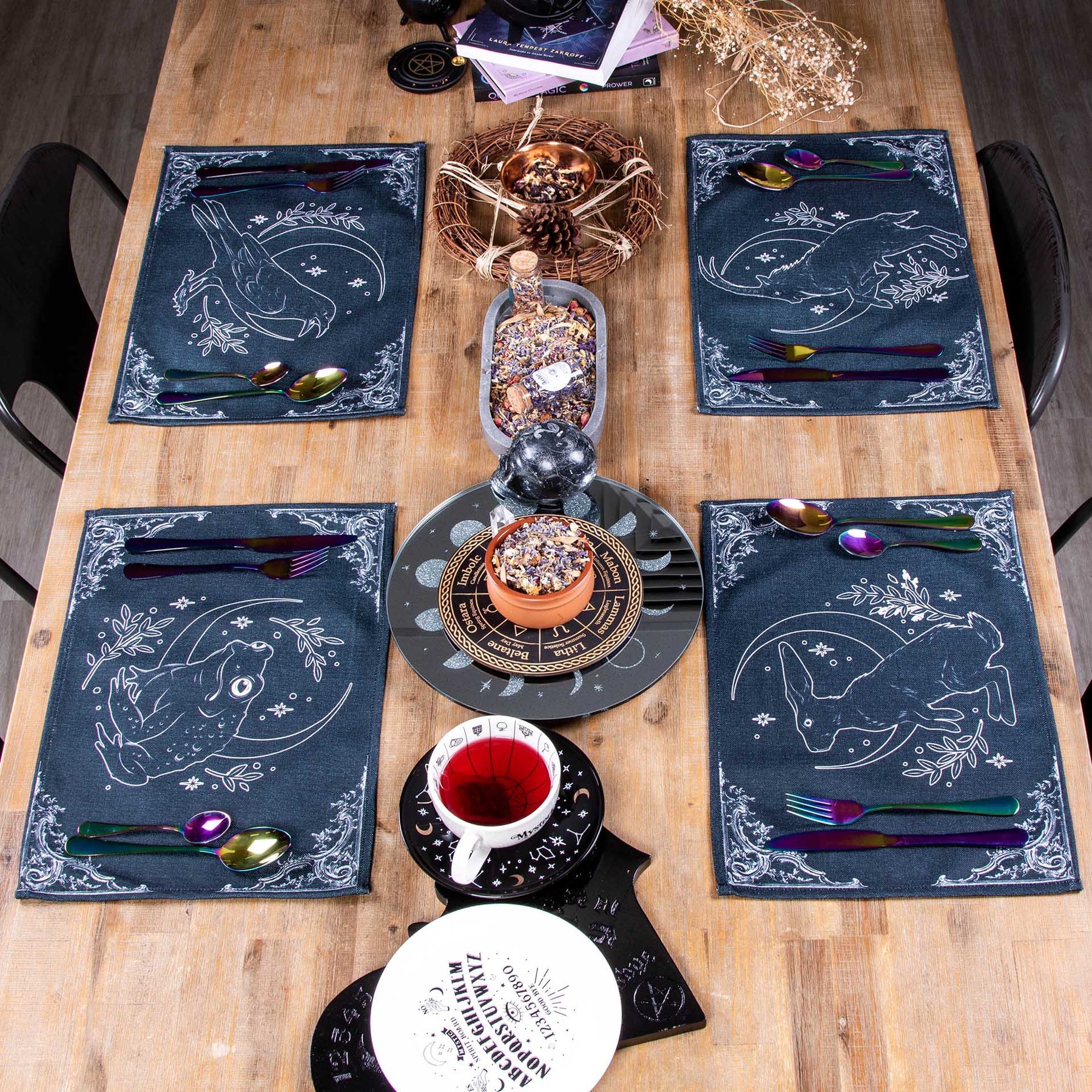 Les Familiers Placemat Set of 4 | Arcane-The Haunted Mansion-Tragic Beautiful
