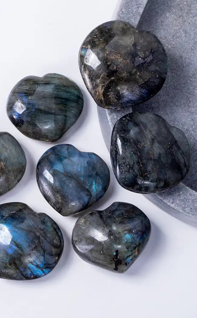 Flashy Labradorite Mini Crystal Hearts-Crystals-Tragic Beautiful