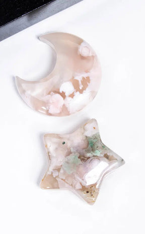 Flower Agate Moon & Star Set-Crystals-Tragic Beautiful