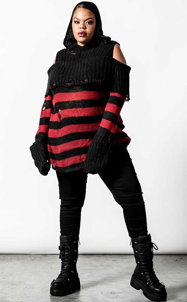 Freddy Hooded Knit Sweater-Killstar-Tragic Beautiful