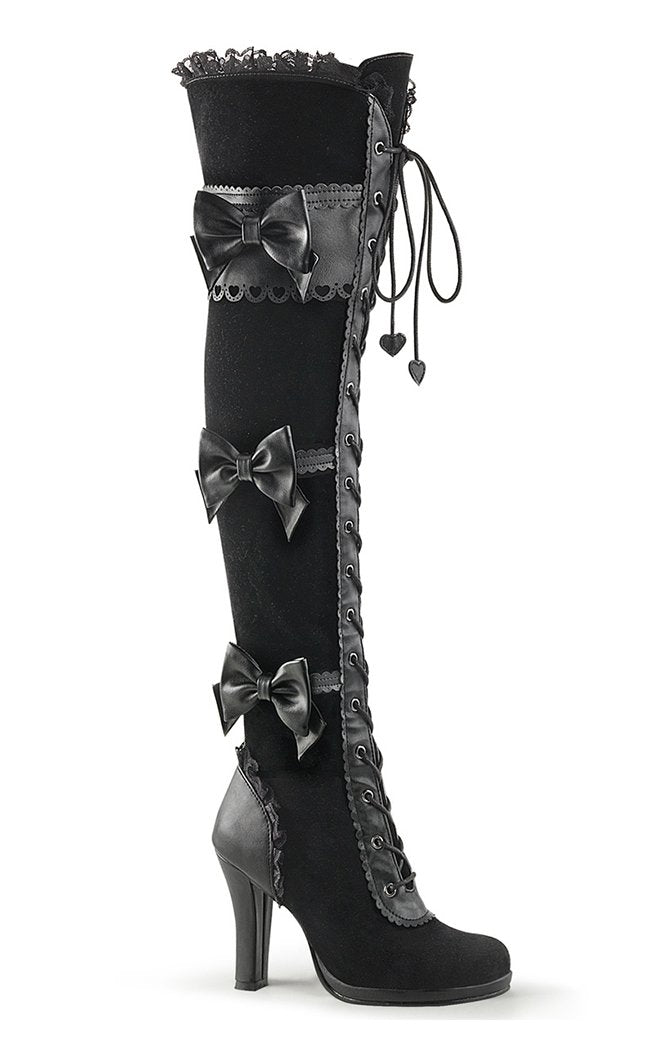 GLAM-300 Black Thigh High Boots-Demonia-Tragic Beautiful