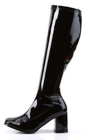 GOGO-300 Black Stretch Patent Gogo Boots-Funtasma-Tragic Beautiful
