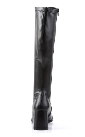 GOGO-300 Black Stretch Vegan Leather Gogo Boots-Funtasma-Tragic Beautiful