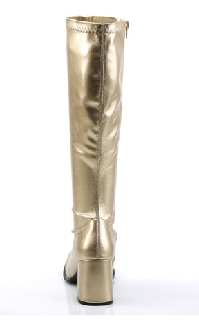 GOGO-300 Gold Stretch Vegan Leather Gogo Boots-Funtasma-Tragic Beautiful