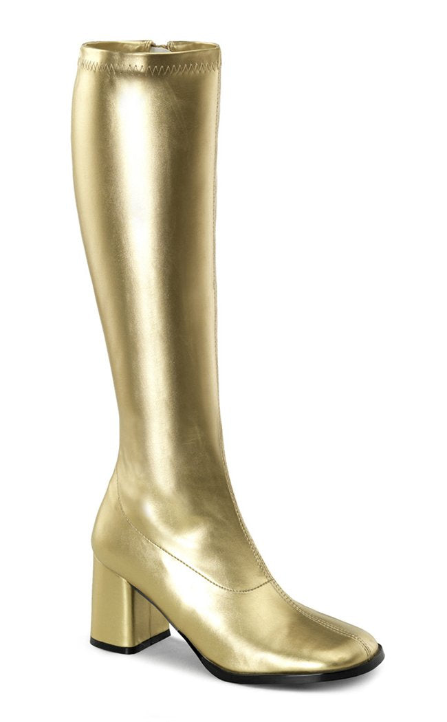 GOGO-300 Gold Stretch Vegan Leather Gogo Boots-Funtasma-Tragic Beautiful