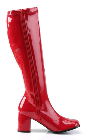 GOGO-300 Red Stretch Patent Gogo Boots-Funtasma-Tragic Beautiful