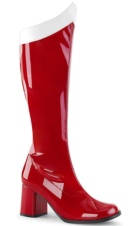 GOGO-306 Red Stretch Patent Leather Boots (Au Stock)-Funtasma-Tragic Beautiful