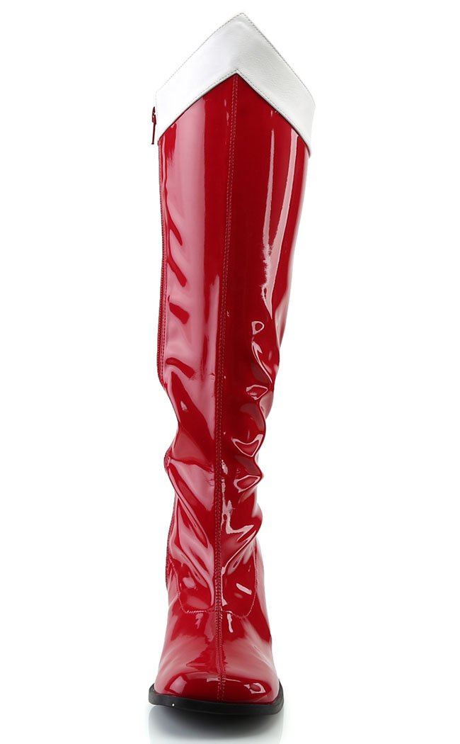 GOGO-306 Red Stretch Patent Leather Boots-Funtasma-Tragic Beautiful
