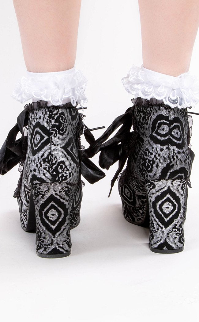 GOTHIKA-53 Black & Silver Nubuck Mary Jane Heels (Au Stock)-Demonia-Tragic Beautiful