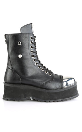 GRAVEDIGGER-10 Black Vegan Leather Boots-Demonia-Tragic Beautiful