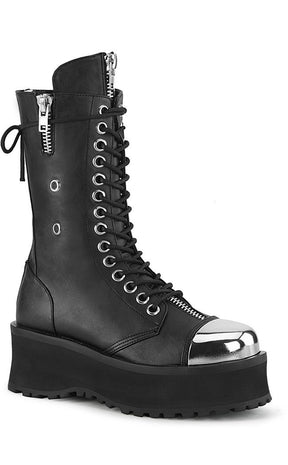 GRAVEDIGGER-14 Black Vegan Leather Boots-Demonia-Tragic Beautiful