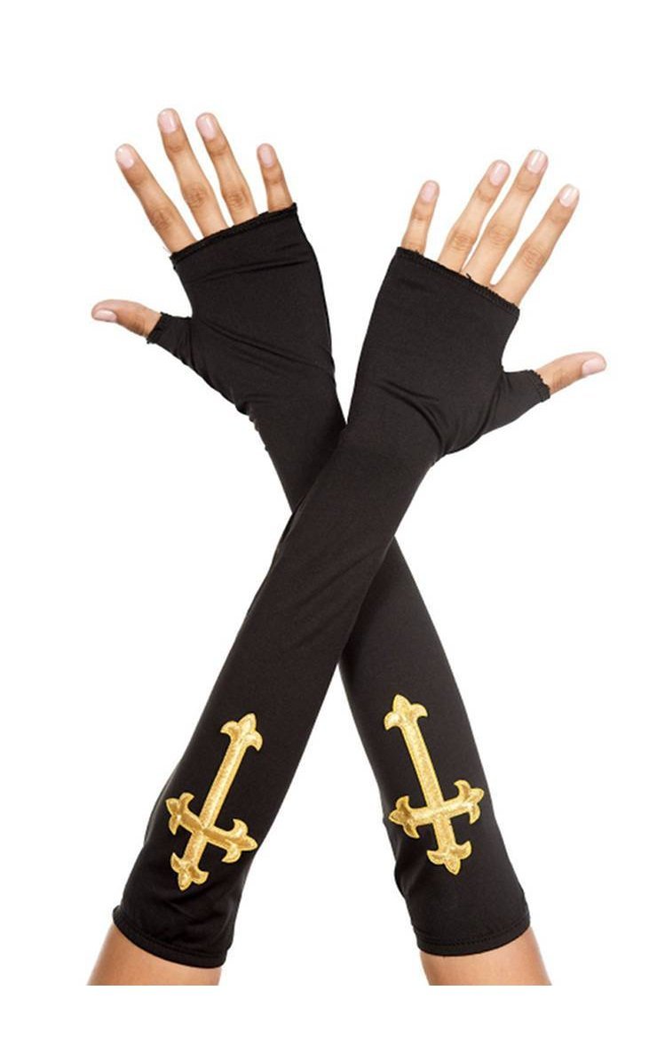 Gold Cross Fingerless Gloves-Music Legs-Tragic Beautiful