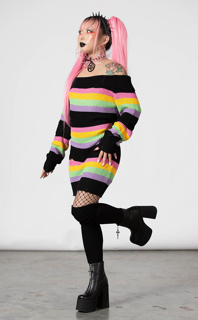 Good Vibes Knit Sweater Dress-Killstar-Tragic Beautiful