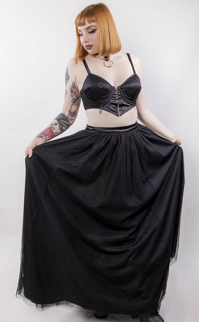 Goth Mesh Formal Skirt-Black Friday-Tragic Beautiful