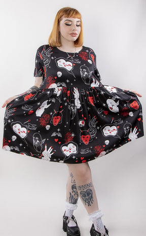 Gothic Print Baby Doll Dress-Black Friday-Tragic Beautiful
