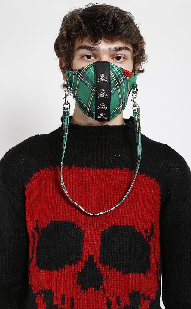 Green Plaid Face Mask-Tripp NYC-Tragic Beautiful